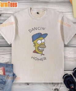Top Dancin Homer big head graphic on a washed t-shirt, perfect for fans of classic animated series merchandise.