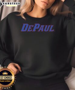 Top DePaul Blue Demons sweatshirt in navy blue, featuring the iconic team logo for fans and casual wear.
