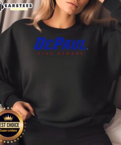 Top DePaul Blue Demons wordmark sweatshirt featuring bold logo design, perfect for fans and casual wear.
