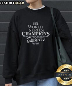 Alt Text: 2025 B2B World Series Champions Dodgers sweatshirt featuring team logo and stylish design for fans.