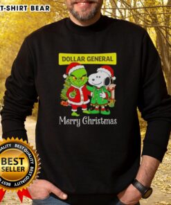 Top Dollar General X Grinch and Snoopy Merry Christmas sweatshirt featuring festive designs perfect for holiday cheer.