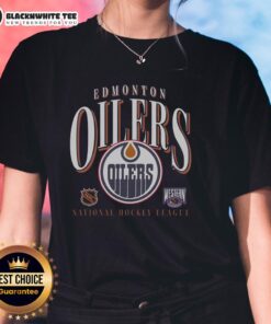Vintage Edmonton Oilers ladies' tee featuring classic logo and stylish design for dedicated fans.