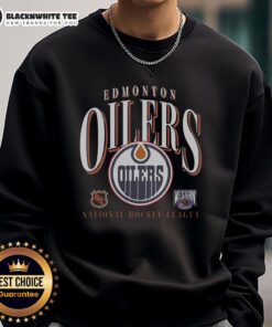 Vintage Edmonton Oilers crease sweatshirt featuring bold team logo and classic design for true hockey fans.