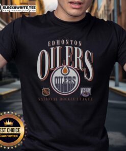 Top Edmonton Oilers Vintage Crease T-Shirt featuring classic logo design, perfect for fans and collectors.