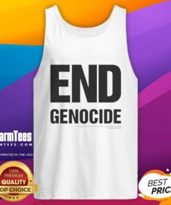Top-End Genocide Katharine Hamnett tank top featuring bold graphic design and eco-friendly materials, perfect for stylish activism.
