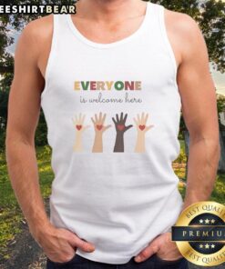 Alt Text: Top Everyone Is Welcome Here Tank Top in vibrant colors, perfect for summer casual wear and promoting inclusivity.
