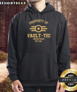 Top Fallout Vault-Tec Industries EST 2161 hoodie featuring iconic logo and stylish design for gamers and fans.
