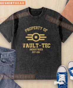 Top Fallout Vault-Tec Industries EST 2161 Washed T-Shirt featuring retro design and comfortable fit for gamers.