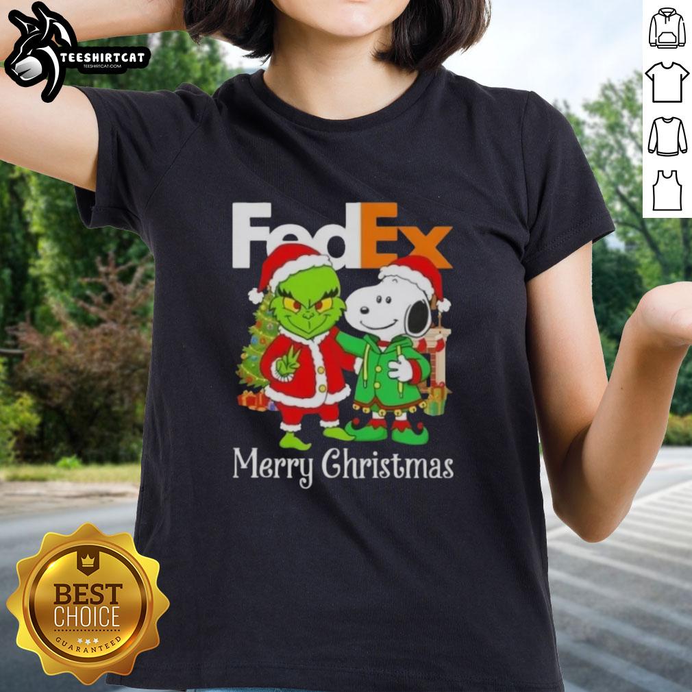 top-fedex-x-grinch-and-snoopy-merry-christmas-ladies-tee Top FedEx x Grinch and Snoopy Merry Christmas ladies tee featuring festive graphics and playful design for the holiday season.