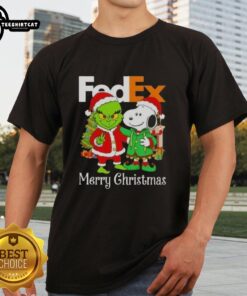 Top FedEx x Grinch and Snoopy Merry Christmas T-Shirt featuring festive designs for holiday cheer.