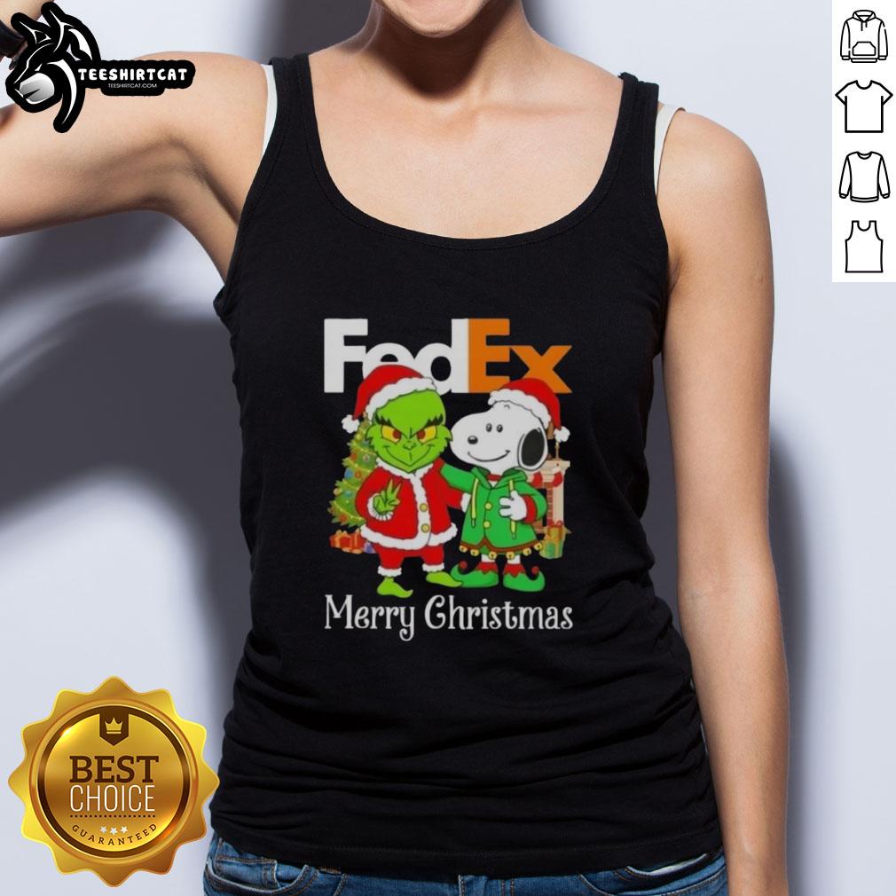 top-fedex-x-grinch-and-snoopy-merry-christmas-tank-top Alt Text: Top FedEx x Grinch and Snoopy Merry Christmas tank top featuring festive designs for holiday celebrations.