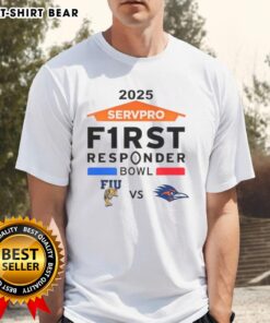 Top Florida International vs UTSA Roadrunners 2025 Servpro First Responder Bowl T-Shirt featuring team logos and vibrant design.