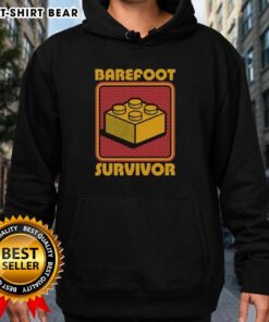 Top Foot Brick Survivor Barefoot Lego Survivor Hoodie featuring a playful design perfect for Lego enthusiasts.