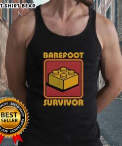 Top Foot Brick Survivor: Barefoot Lego Survivor Tank Top featuring a fun, colorful design for Lego enthusiasts.