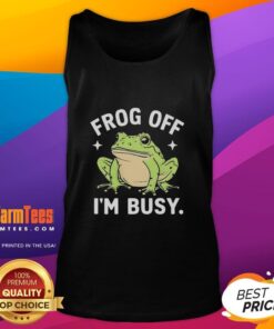 Top Frog Off I'm Busy Tank Top featuring a playful frog design, perfect for casual summer wear and relaxation.