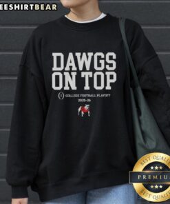 Top Georgia Bulldogs Football 2025 CFB Playoff slogan sweatshirt featuring team colors and logo for fans.