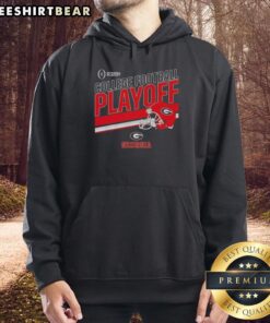 Top Georgia Bulldogs Football 2025 CFB Playoff Stripe Hoodie in red and black, perfect for fans and game day wear.