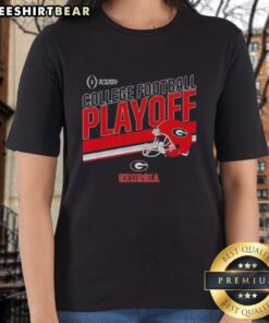 Alt Text: Top Georgia Bulldogs Football 2025 CFB Playoff Stripe Ladies Tee showcasing team spirit and style for fans.