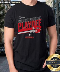 Alt Text: Top Georgia Bulldogs Football 2025 CFB Playoff Stripe T-Shirt featuring team colors and logo design.