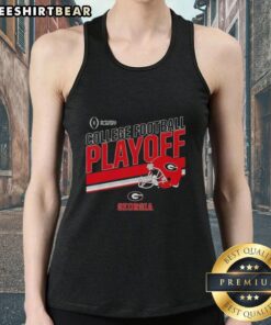 Top Georgia Bulldogs Football 2025 CFB Playoff Stripe Tank Top in red and black with team logo, perfect for game day.
