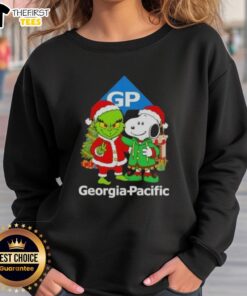 Top Georgia Pacific X Grinch and Snoopy Merry Christmas sweatshirt featuring festive designs for holiday cheer.