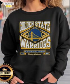 Stylish Top Golden State Warriors heater sweatshirt featuring team colors and logo, perfect for game days and cozy wear.