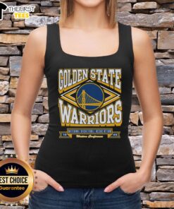 Top Golden State Warriors heater tank top featuring team colors and logo, perfect for fans and summer wear.