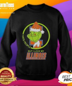 Alt Text: Cozy sweatshirt with 'I Hate People But I Love My Illinois Fighting Illini' design, perfect for fans and winter wear.