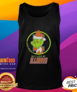 Top Grinch 'I Hate People But I Love My Illinois Fighting Illini' tank top featuring a playful design in vibrant colors.