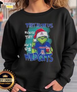 Arizona Wildcats Christmas sweatshirt featuring 'They Hate Us Because They Ain't Us' slogan, perfect for holiday fans.