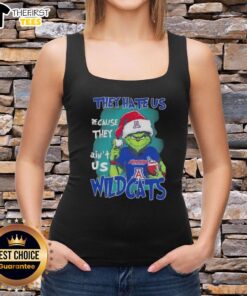 Arizona Wildcats Christmas tank top featuring 'Top Grinch They Hate Us Because They Ain't Us' design for festive fans.