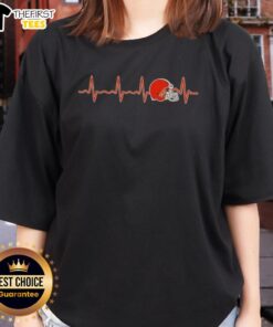 Alt Text: Cleveland Browns football logo graphic on a stylish ladies tee, perfect for fans of the NFL team.
