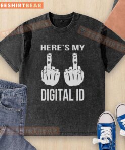 Top here's my digital ID middle finger washed t-shirt featuring a bold graphic design and soft cotton fabric.