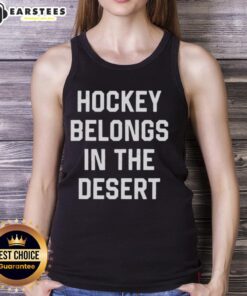 Stylish Top Hockey Belongs in the Desert tank top featuring a vibrant design, perfect for summer sports enthusiasts.