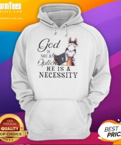 Alt Text: Top Horse God Is Not An Option He Is A Necessity hoodie in black, featuring bold graphic design and cozy fit.
