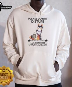 Alt Text: Top Horse Please Do Not Disturb I Am Disturbed Enough Already hoodie design featuring a humorous horse graphic.
