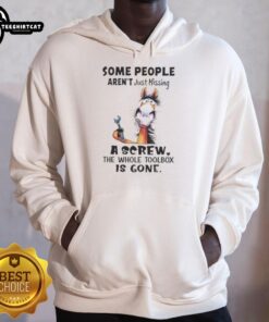 Alt Text: Top horse hoodie with a humorous quote: 'Some people aren't just missing a screw; the whole toolbox is gone.'