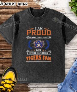 Alt Text: Washed Auburn Tigers fan t-shirt with text 'I Am Proud Of Many Things In Life, But Nothing Beats Being A Fan'