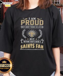 New Orleans Saints fan ladies tee showcasing pride in football, celebrating love for the team and city.