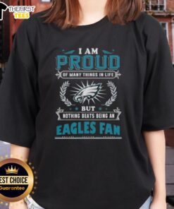 Philadelphia Eagles fan ladies tee showcasing pride in being an Eagles supporter, perfect for game day or casual wear.