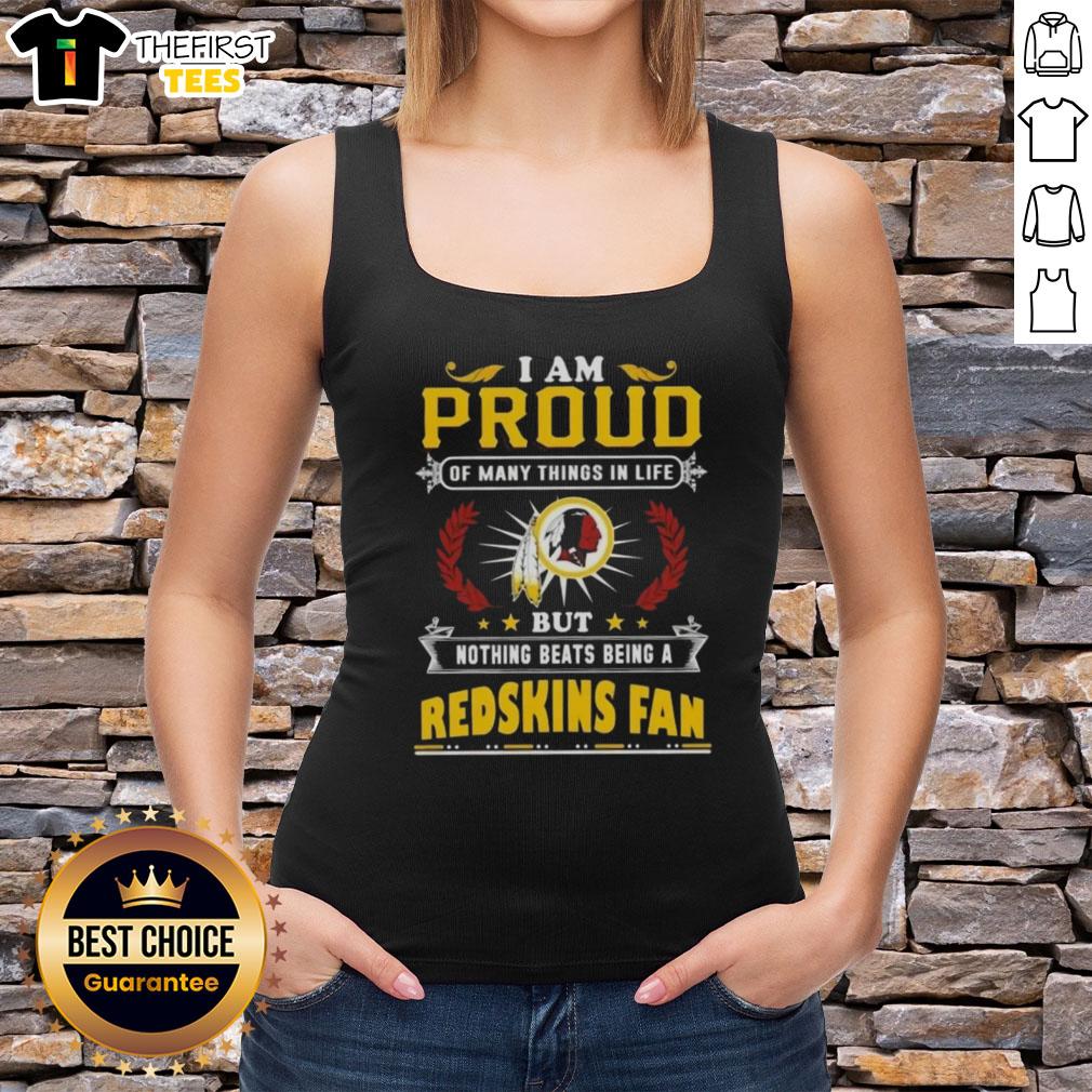 top-i-am-proud-of-many-things-in-life-but-nothing-beats-being-a-washington-redskins-fan-tank-top Female wearing a 'Proud Washington Redskins Fan' tank top, showcasing team spirit and pride in the NFL.