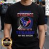 Alt Text: Top I Don't Need Evidence If You Don't Like The Houston Texans You Are Guilty T-Shirt design featuring bold text.