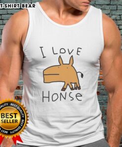 Trendy 'I Love Horse' meme tank top featuring a playful design, perfect for horse lovers and meme enthusiasts.