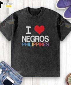 Top I Love Negros Philippines washed t-shirt in vibrant colors, perfect for showcasing your love for this beautiful island.