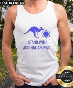 Alt Text: Top I Stand With Australian Jews tank top featuring a kangaroo logo, perfect for Bondi beach style.