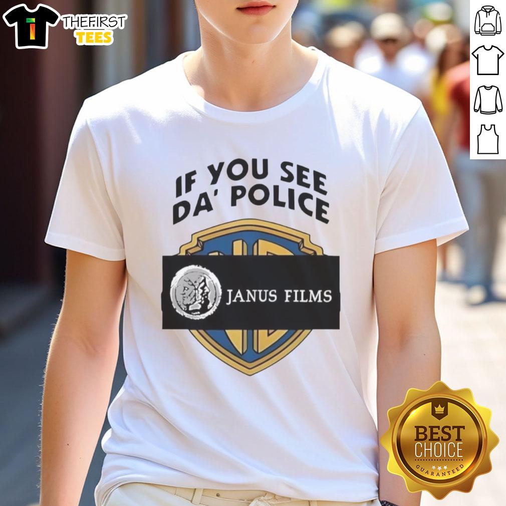 top-if-you-see-da-police-janus-films-t-shirt Alt Text: Top If You See Da Police Janus Films T-Shirt featuring bold text design on a stylish black fabric.