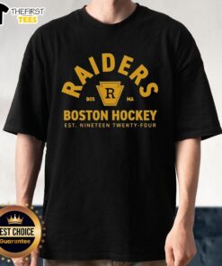 Top Ilya Rozanov Boston Raiders Hockey Est 1924 T-Shirt featuring team logo and player number in bold design.