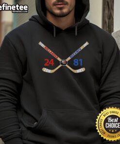 Alt Text: Top Ilya Rozanov and Shane Hollander heated rivalry hoodie featuring hockey love line design.