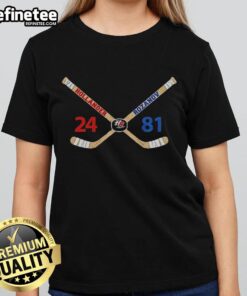 Top Ilya Rozanov and Shane Hollander heated rivalry inspired hockey love line ladies tee design showcasing team spirit.