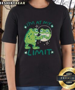 Top Im At My Limit Frog Ladies Tee featuring a playful frog design on a stylish women's t-shirt.
